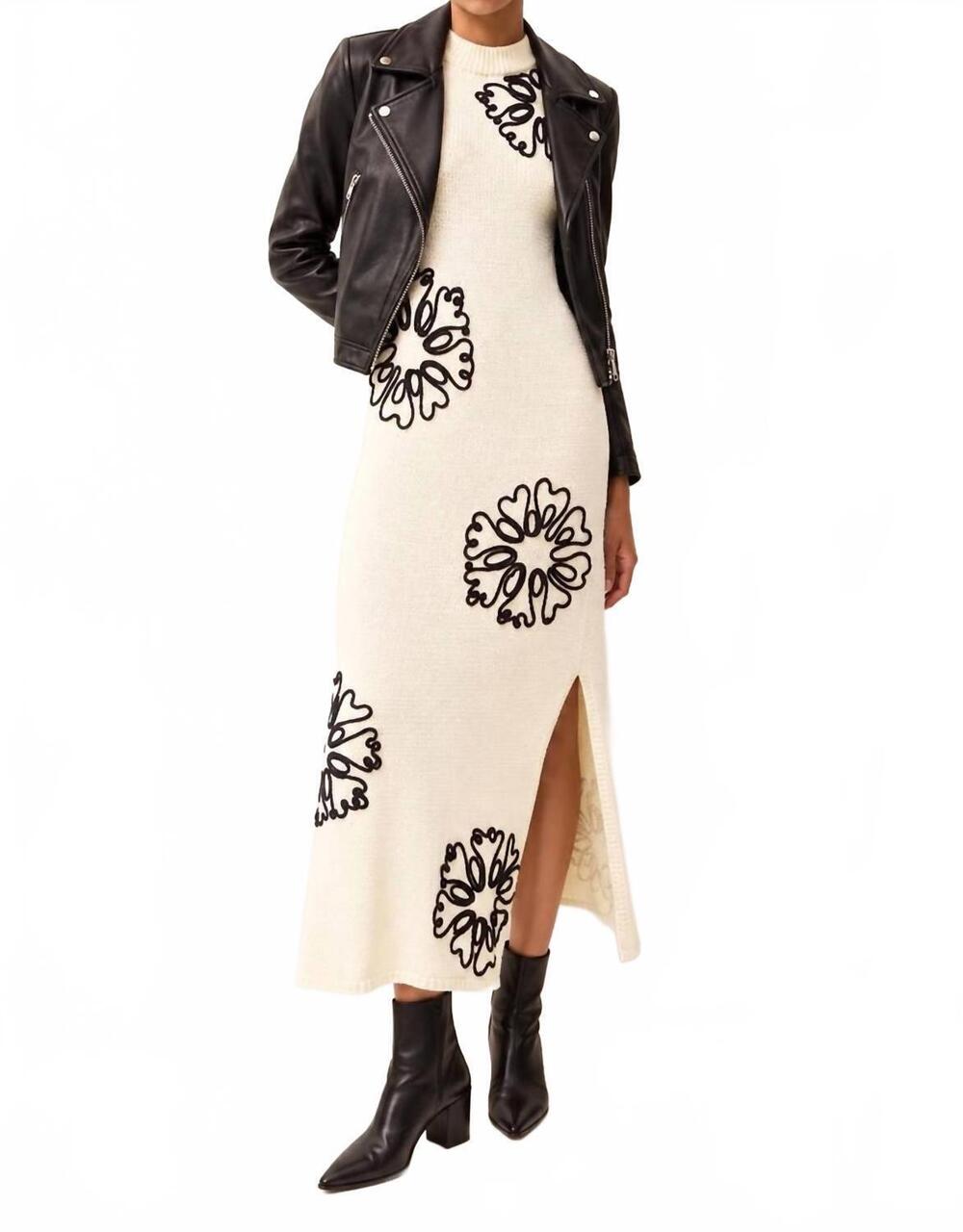 NEW MARIE OLIVER patricia sweater dress in floret - ivory black